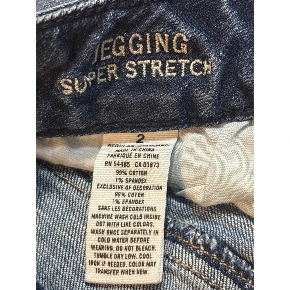 American Eagle Super Stretch Jegging Jeans Womens 2 Distressed Ripped Wash